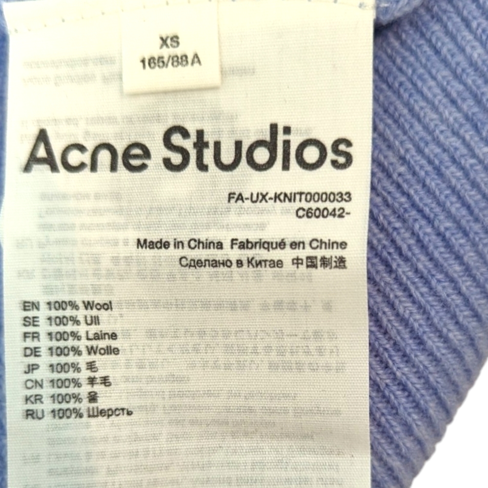 Acne Studios Face Wool Sweater Crew Neck Pullover Unisex XS Purple Long Sleeve - Picture 10 of 12